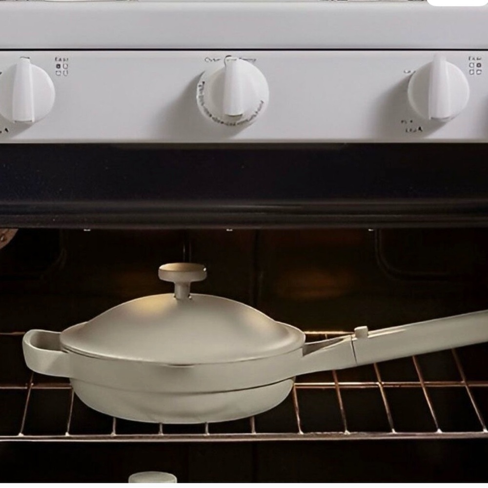 NWOB Our Place Forever Non Stick Pan Strainer Wooden Spoon Beige Pot 10.5 in - Picture 6 of 16